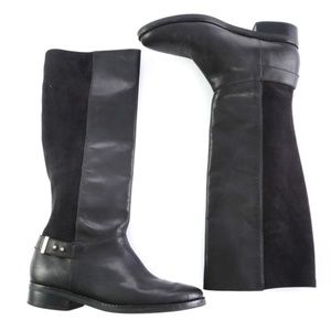 Cole Haan Black Leather Suede Knee High Boots